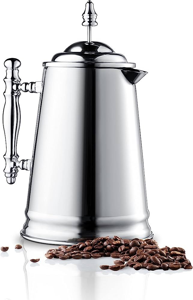 Francois et Mimi Custom-Style Double Wall French Coffee Press, 34-Ounce, Stainless Steel (Vintage... | Amazon (US)