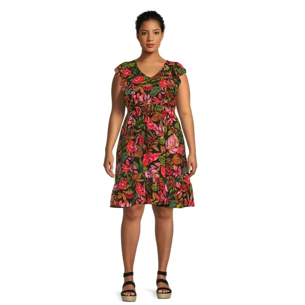 Terra & Sky Women's Plus Size Flutter Sleeve Dress | Walmart (US)