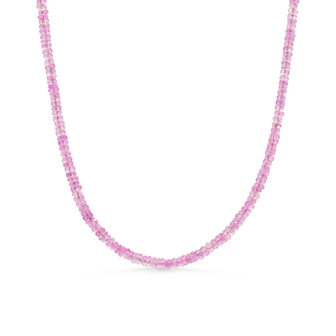 Pink Sapphire Necklace | AAAA+ pink sapphire necklace, [ENPM1515] Pink Sapphire beaded necklace |... | Etsy (US)