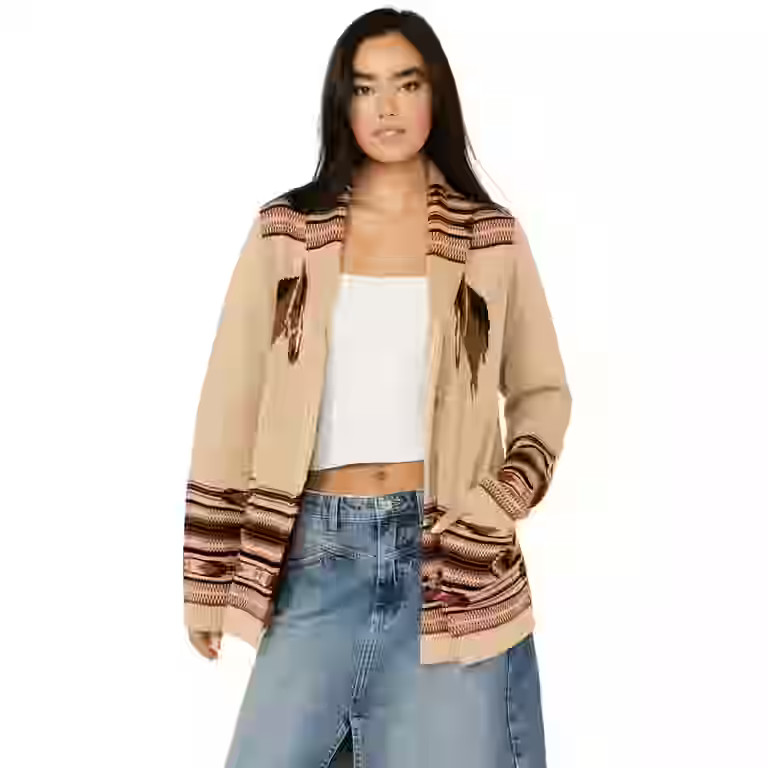 Cotton Women's And Rye Horse Motif Print Cardigan Tan   US | Walmart (US)