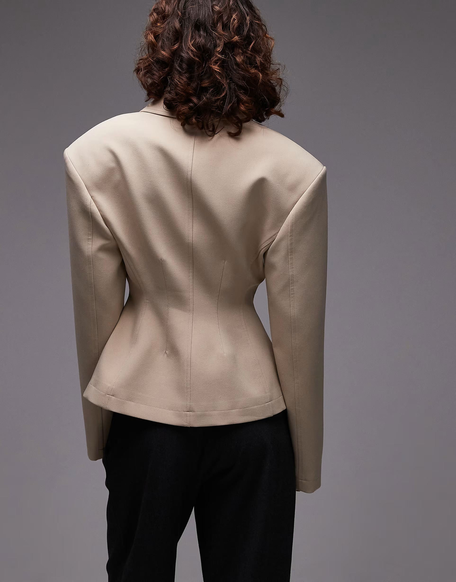 ASOS DESIGN tailored sculpted cinch waist zip through jacket in camel | ASOS (Global)