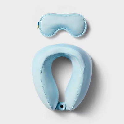 Neck Pillow and Eye Mask 2pc Set Muddy Aqua - Open Story™️ | Target