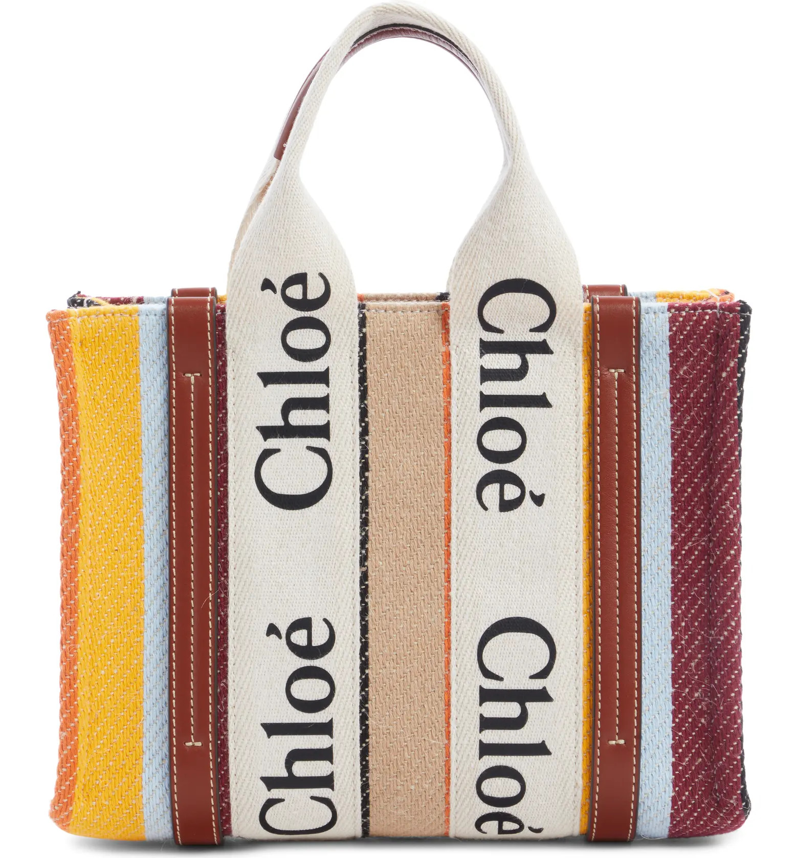Chloé Woody Logo Strap Stripe Cotton Crossbody Bag | Nordstrom | Nordstrom