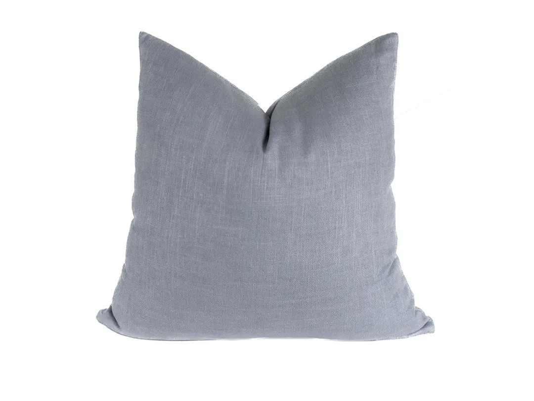 Dusty Blue Linen Throw Pillow Cover: Soft Woven Accent Pillow - Etsy | Etsy (US)