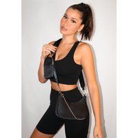 Black Satin Cross Body Double Bag | Missguided (US & CA)