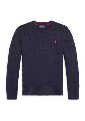 Ralph Lauren Childrenswear Boys 8-20 Cable Knit Cotton Sweater | Belk