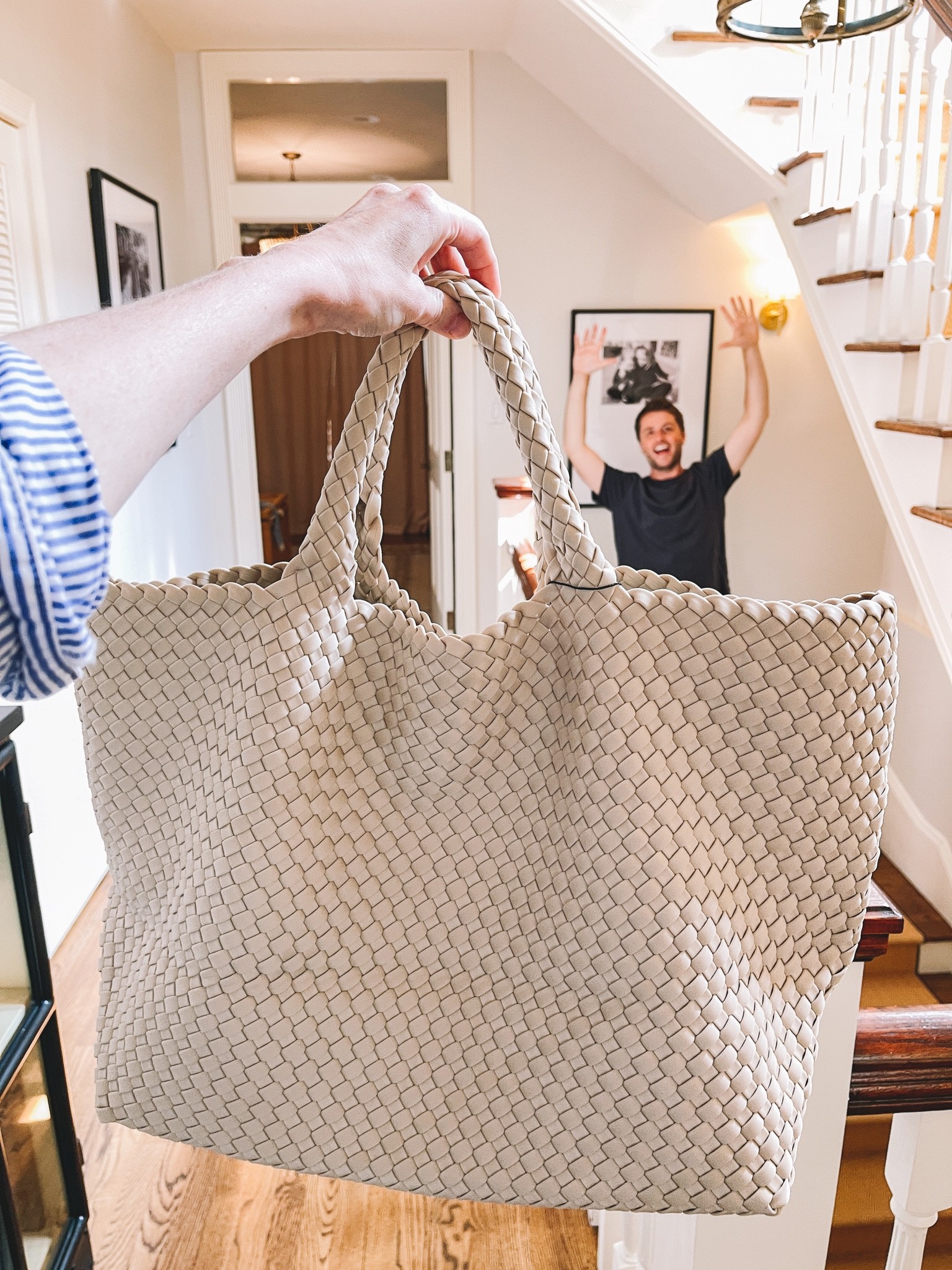 St. Barths Medium Ecru Woven Handbag