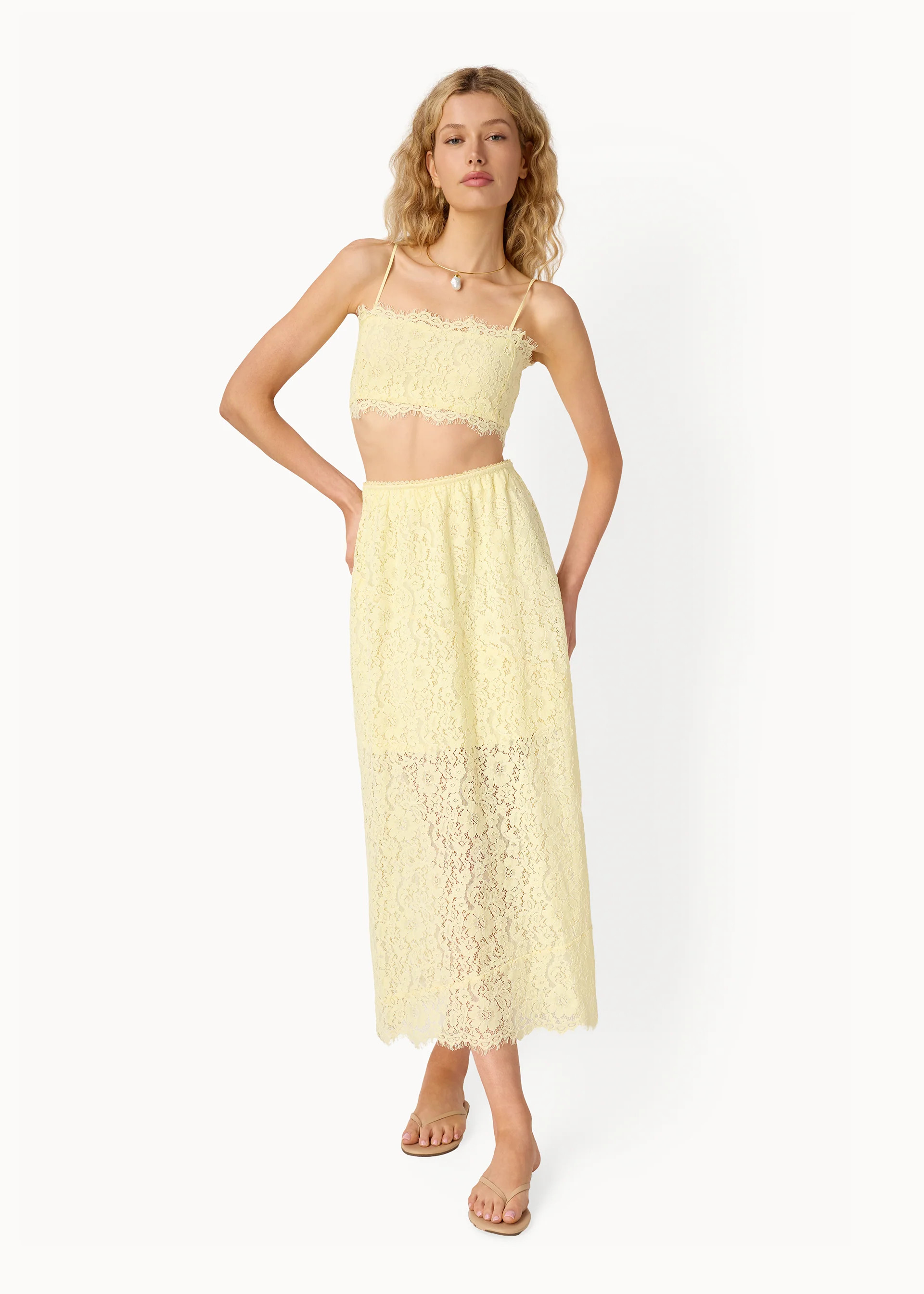Effie Lace Midi Skirt Buttercup | CAMI NYC
