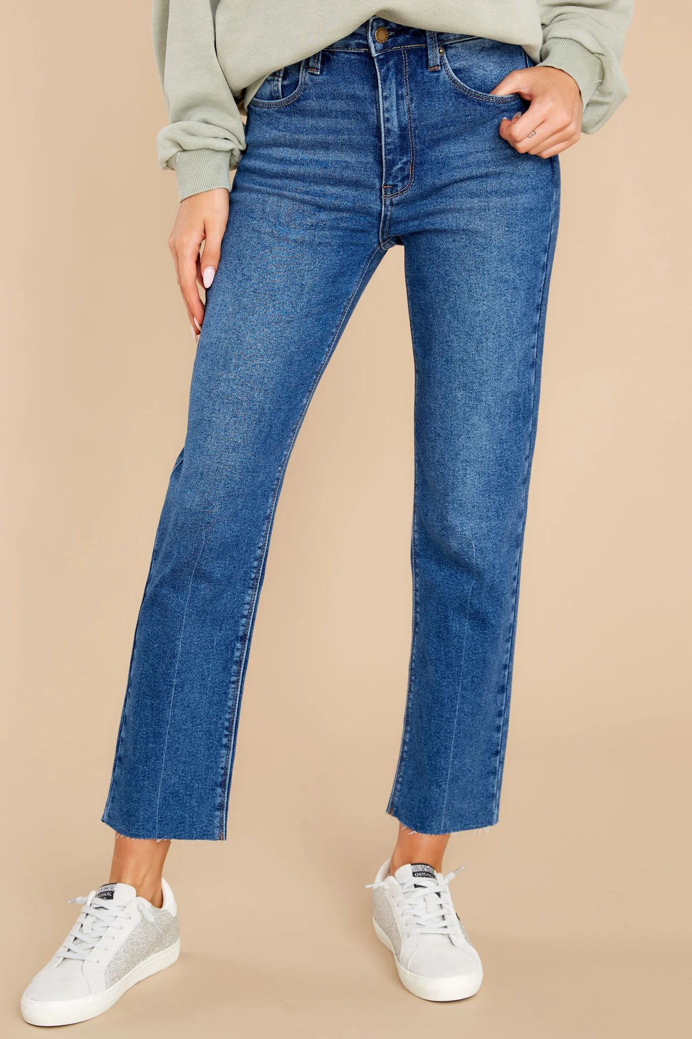What You Admire Medium Wash Straight Jeans | Red Dress 