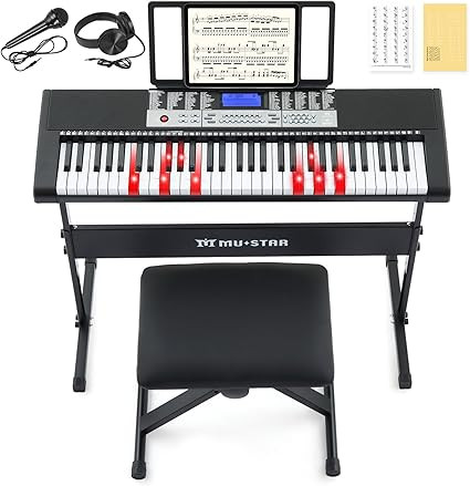 61 Key Piano Keyboard, Electric Keyboard Piano with Light-Up Keys, 255 Tones/Rhythms, Smart Learn... | Amazon (US)