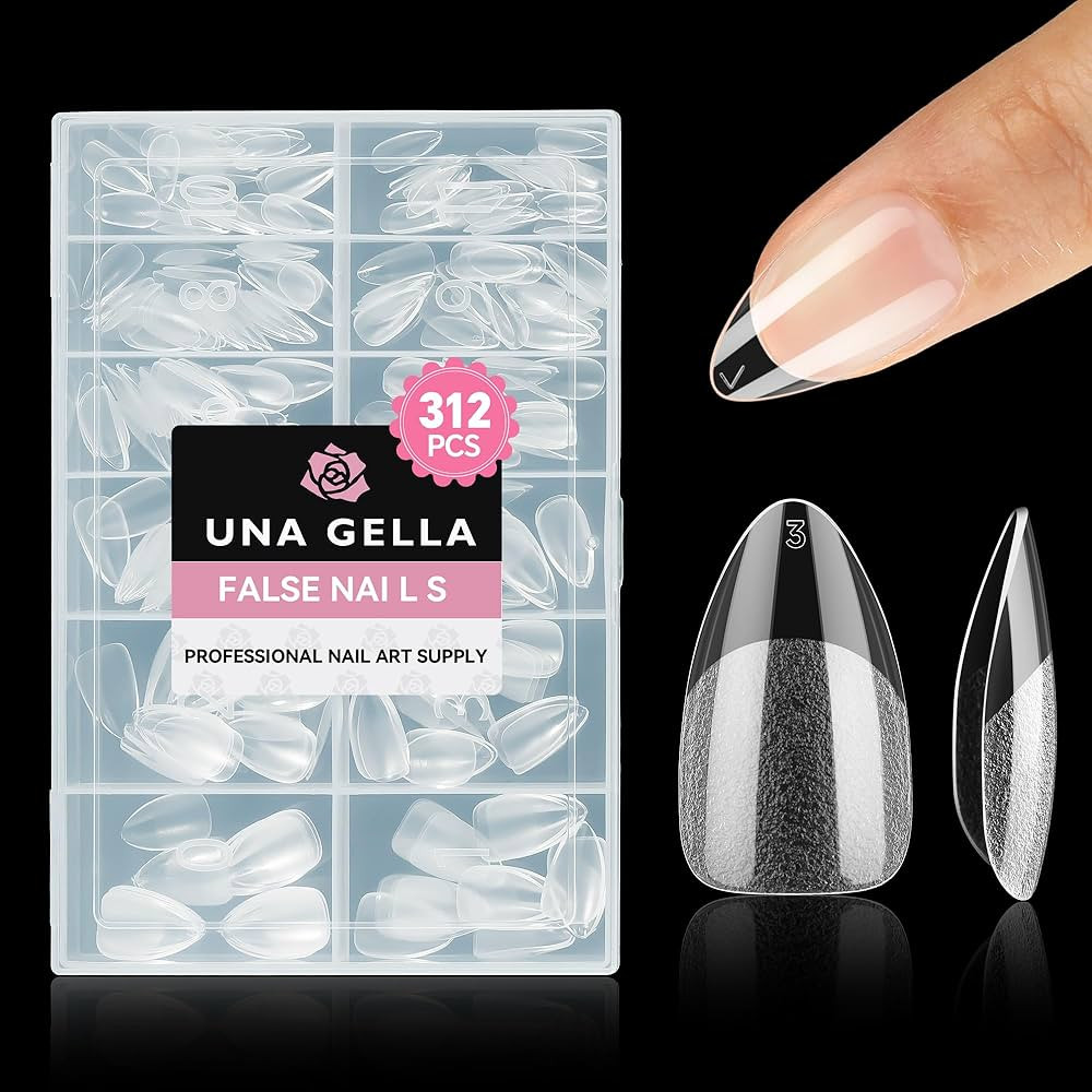 UNA GELLA Short Almond Nail Tips, 312pcs Short Almond Gel Nail Tips Shape Pre Etched Press On Nai... | Amazon (US)