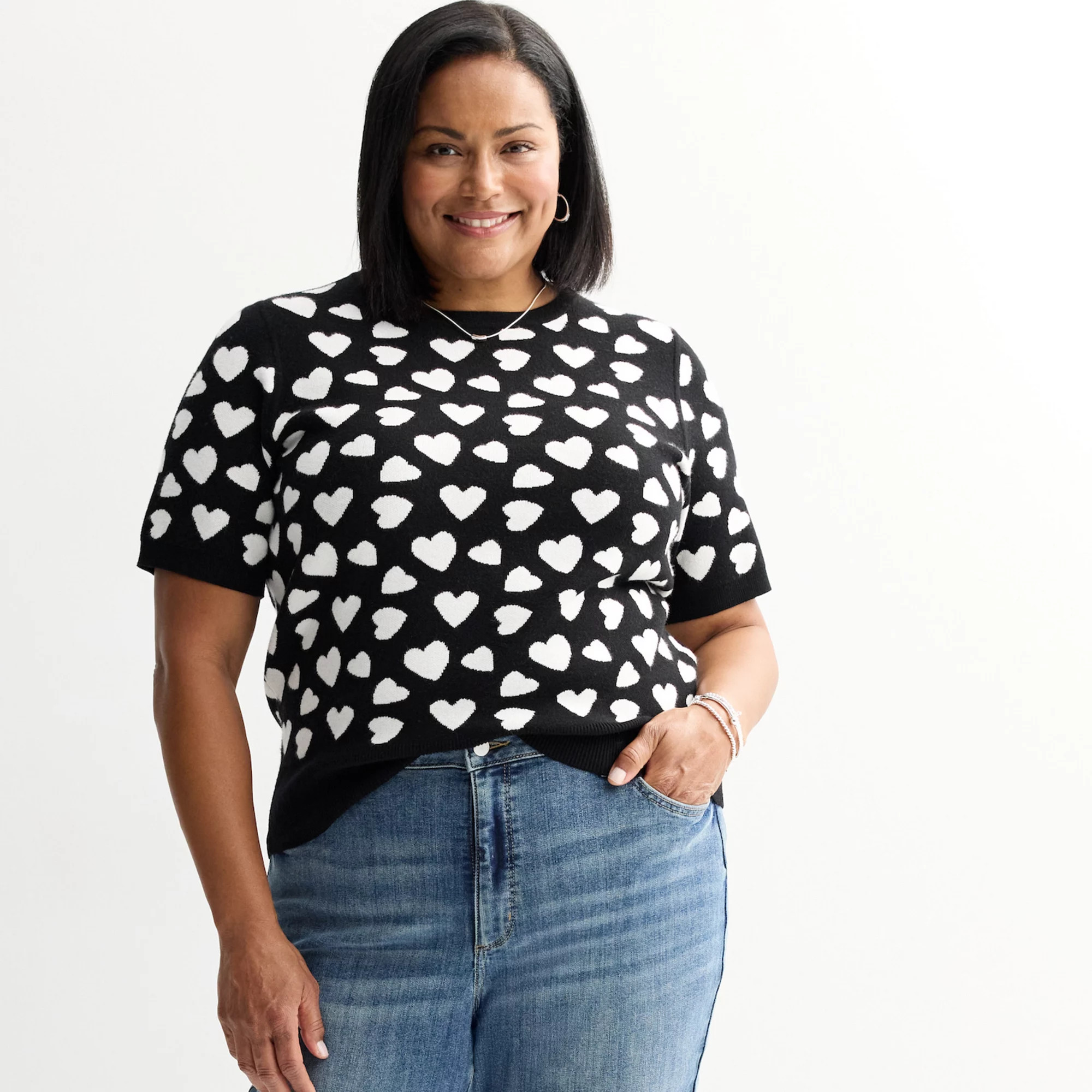 Plus Size Chelsea & Theodore Short Sleeve Crew Neck Pullover Sweater | Kohl's