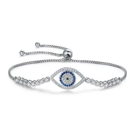 BISAER Evil Eye Bracelet Sterling Silver Clasp Charm Bangle Bracelet for Bead Charms with Sapphire G | Walmart (US)