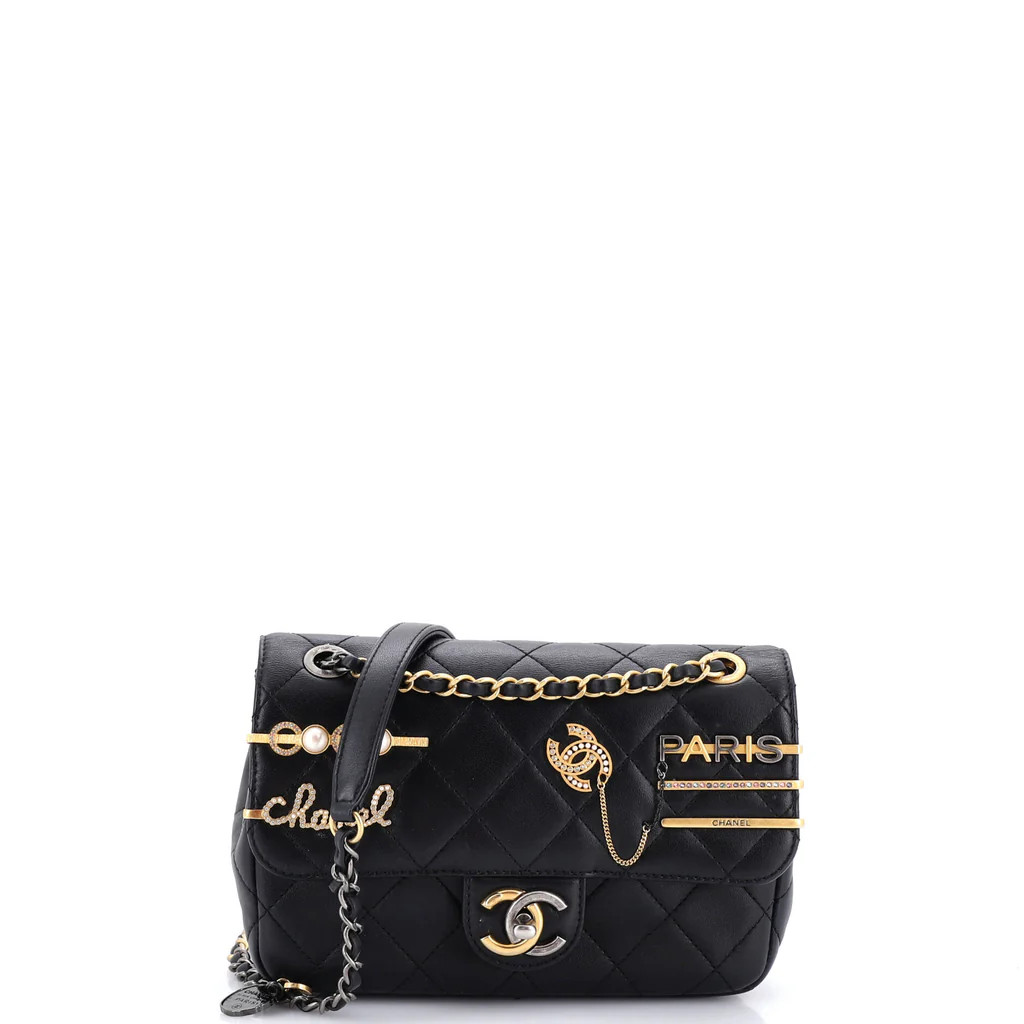 Coco Clips Flap Bag Embellished Quilted Lambskin Small | Rebag