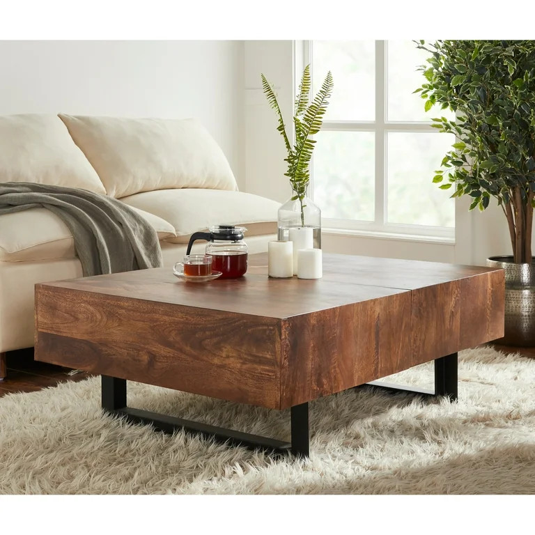 Mod-Arte Glide Modern Hard Wood Coffee Table with Sliding Top in Gray/Olive - Walmart.com | Walmart (US)