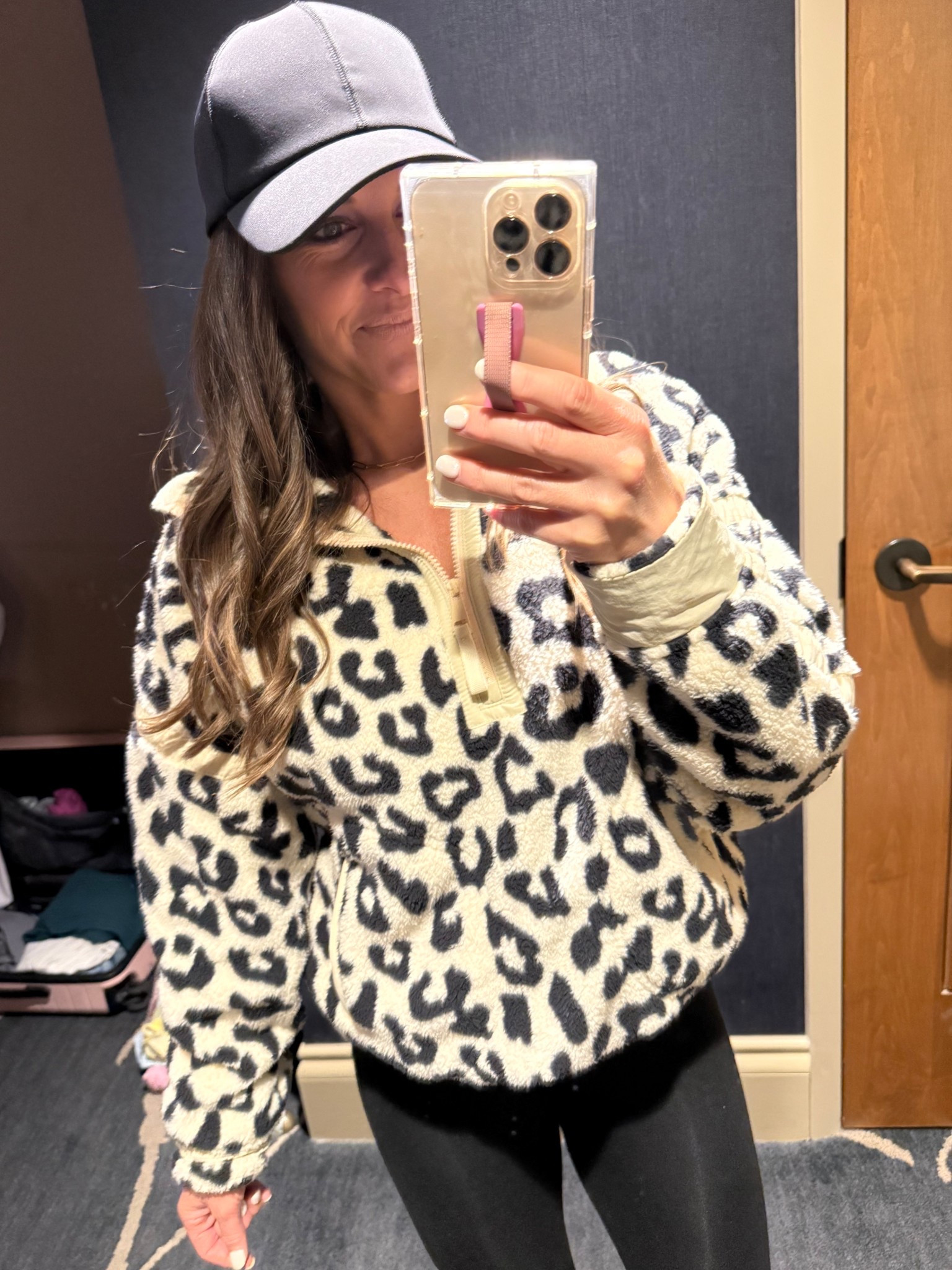 Yep it’s almost summer but I got this late winter and finally can wear it with this dang cold front in TX! Free People dupe-wearing a small 🐆🖤

#LTKActive #LTKFindsUnder50
