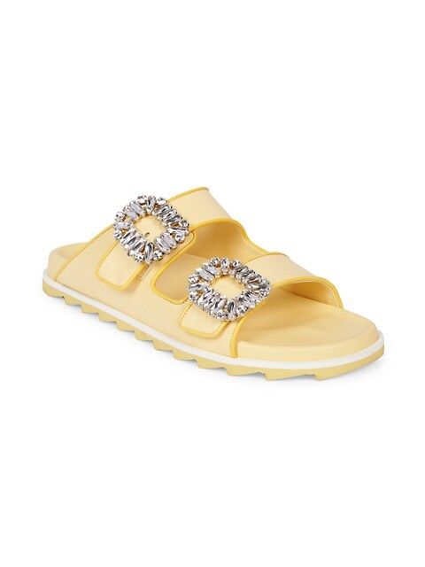 Slidy Viv Strass Leather Slides | Saks Fifth Avenue