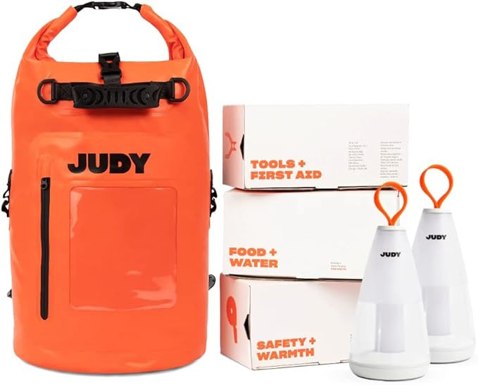 JUDY The Emergency Pack - 2 Rechargeable Lanterns and Disaster Bag for Hurricanes, Earthquakes, a... | Amazon (US)