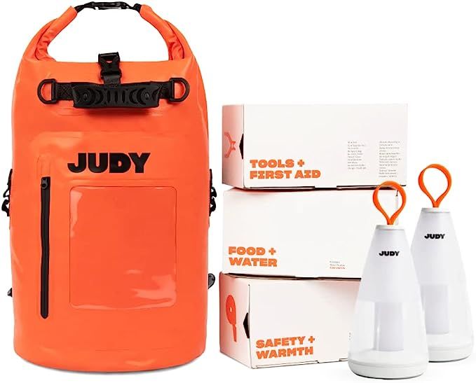 JUDY The Emergency Pack - 2 Rechargeable Lanterns and Disaster Bag for Hurricanes, Earthquakes, a... | Amazon (US)