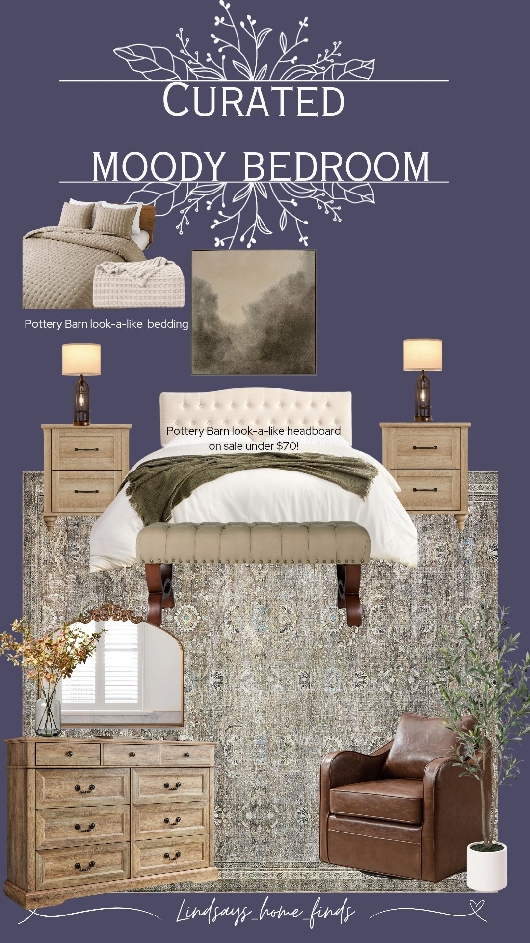 Modern moody bedroom inspo! Curated with Pottery Barn dupes! Shop below 👇 ....Modern farmhouse bedroom, modern farmhouse, modern farmhouse bedding, modern farmhouse leather chair, leather swivel chair, chair, bedroom chair, bedroom refresh, bedroom inspo, bedroom furniture, farmhouse bedroom, Pottery Barn, amazon  bedding, amazon bedroom, walmart home, amazon home, affordable home finds, affordable bedroom, dresser, bedroom dresser, nightstand, wood nightstand, wood dresser, vintage rug, amazon rug, loloi rug, moody bedroom, farmhouse lamp, table lamp, bedroom lamp

#LTKHome #LTKSaleAlert #LTKStyleTip