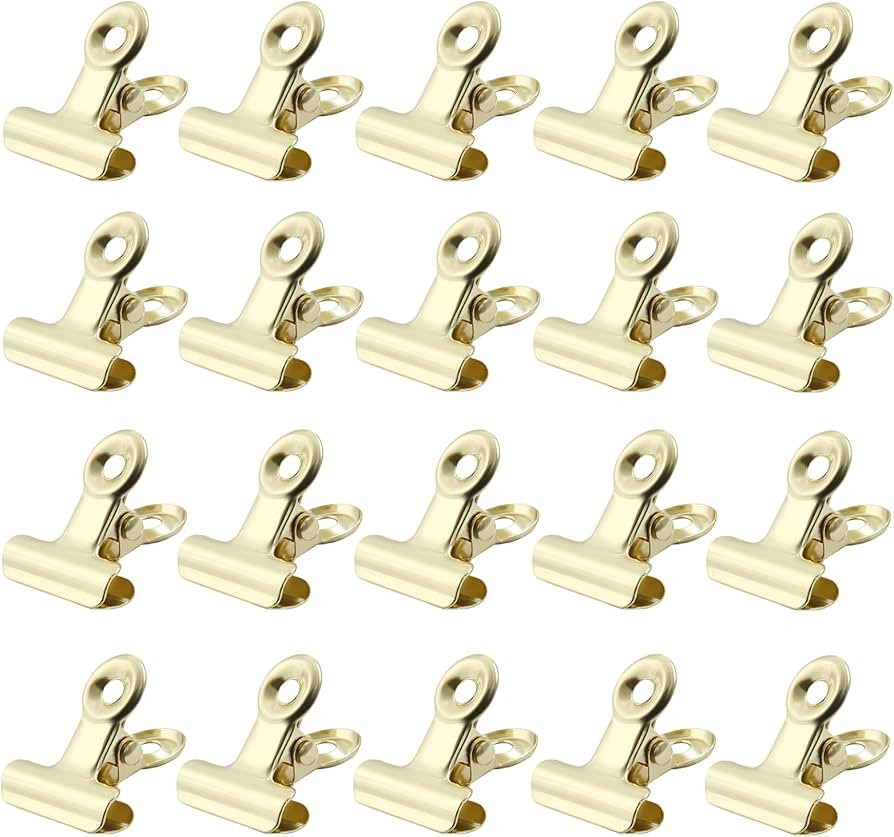 Bonsicoky Metal Bulldog Clips, Gold, 22mm, 30 Pcs | Amazon (US)