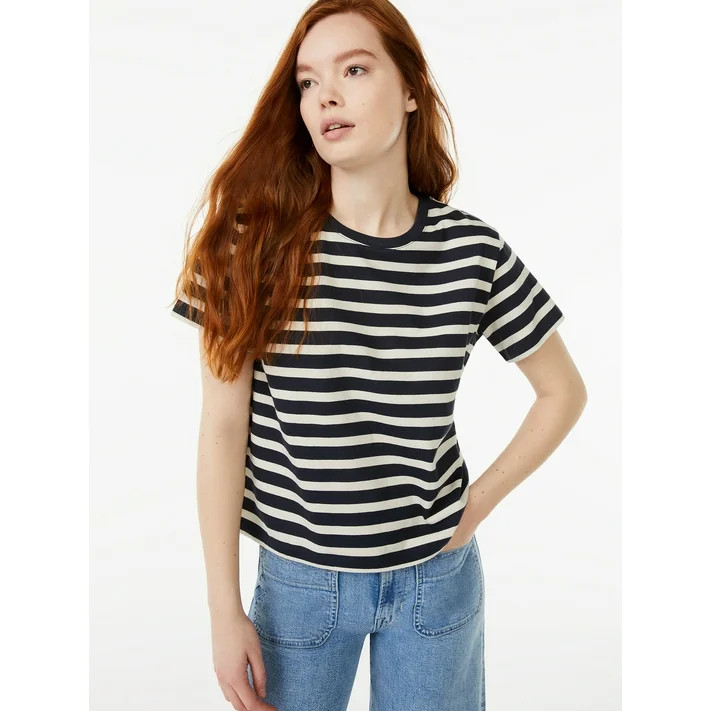 Free Assembly Women's Crop Box Tee with Short Sleeves, Sizes XS-XXXL | Walmart (US)