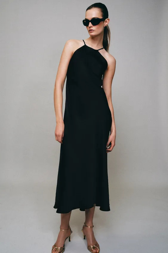 ZW COLLECTION SATIN EFFECT HALTER DRESS | Zara US