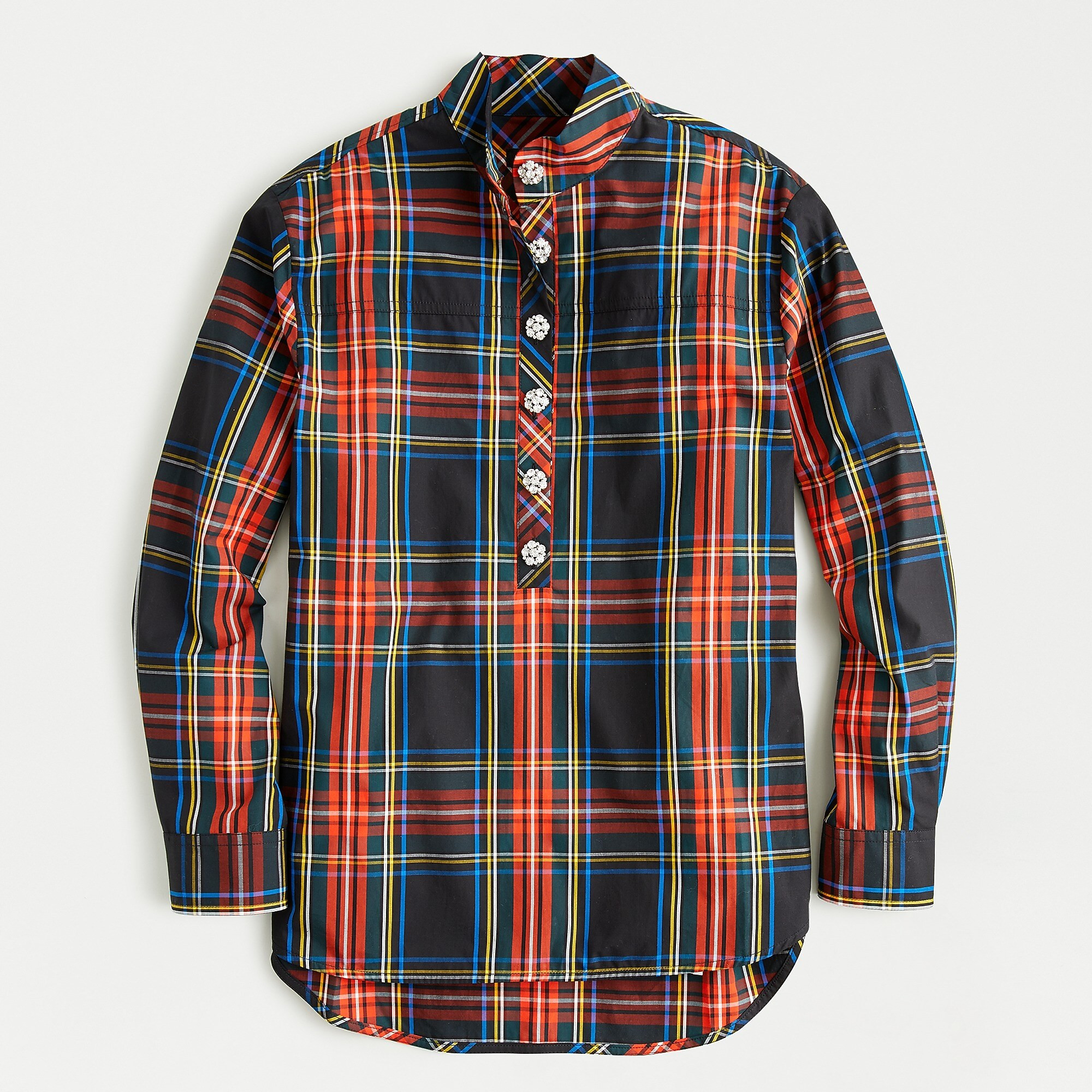 Jeweled button popover tunic in Stewart tartan | J. Crew US