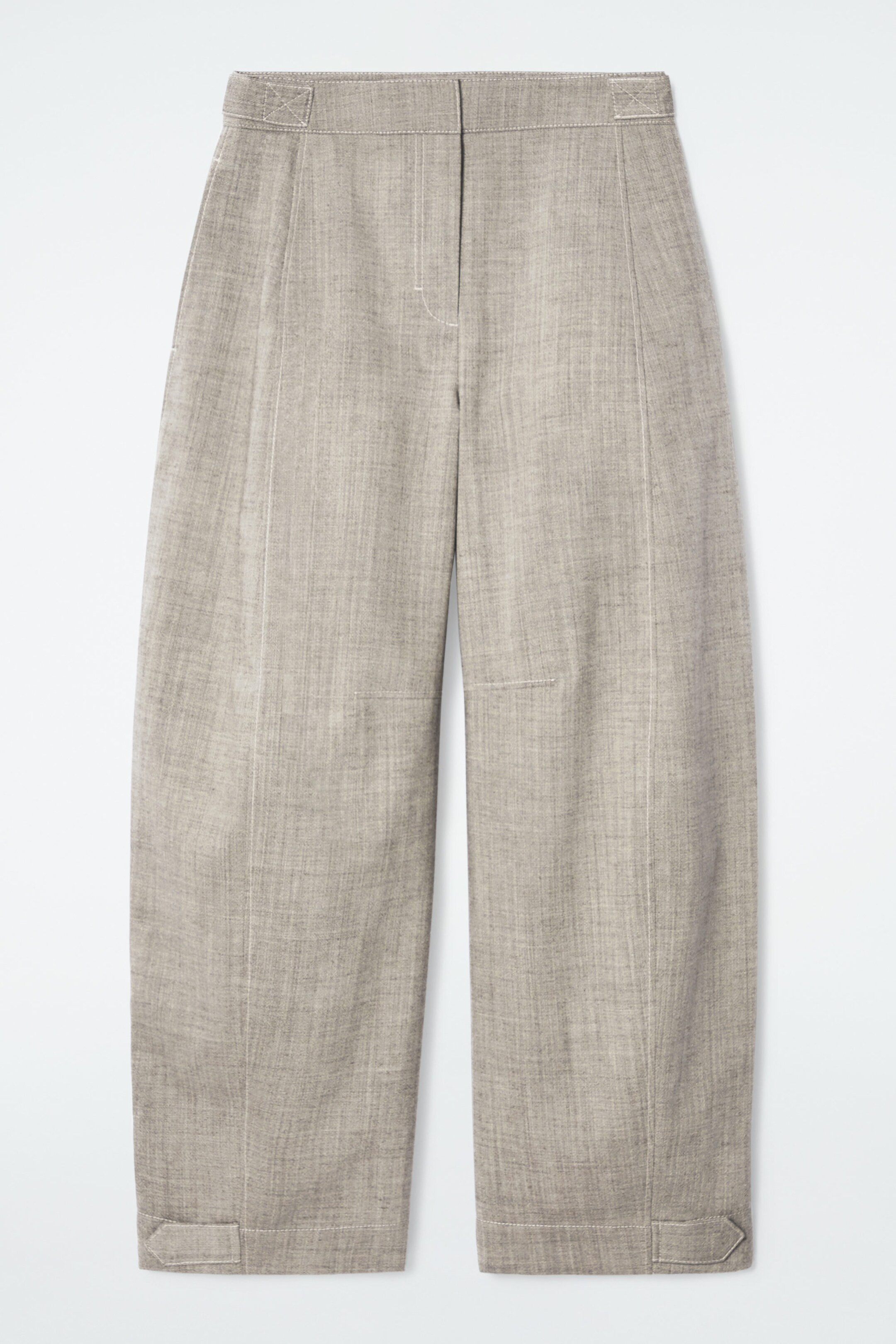 PANTALONES FUNCIONALES DE LANA Y PERNERA BARRIL - GRIS JASPEADO | COS (EU)