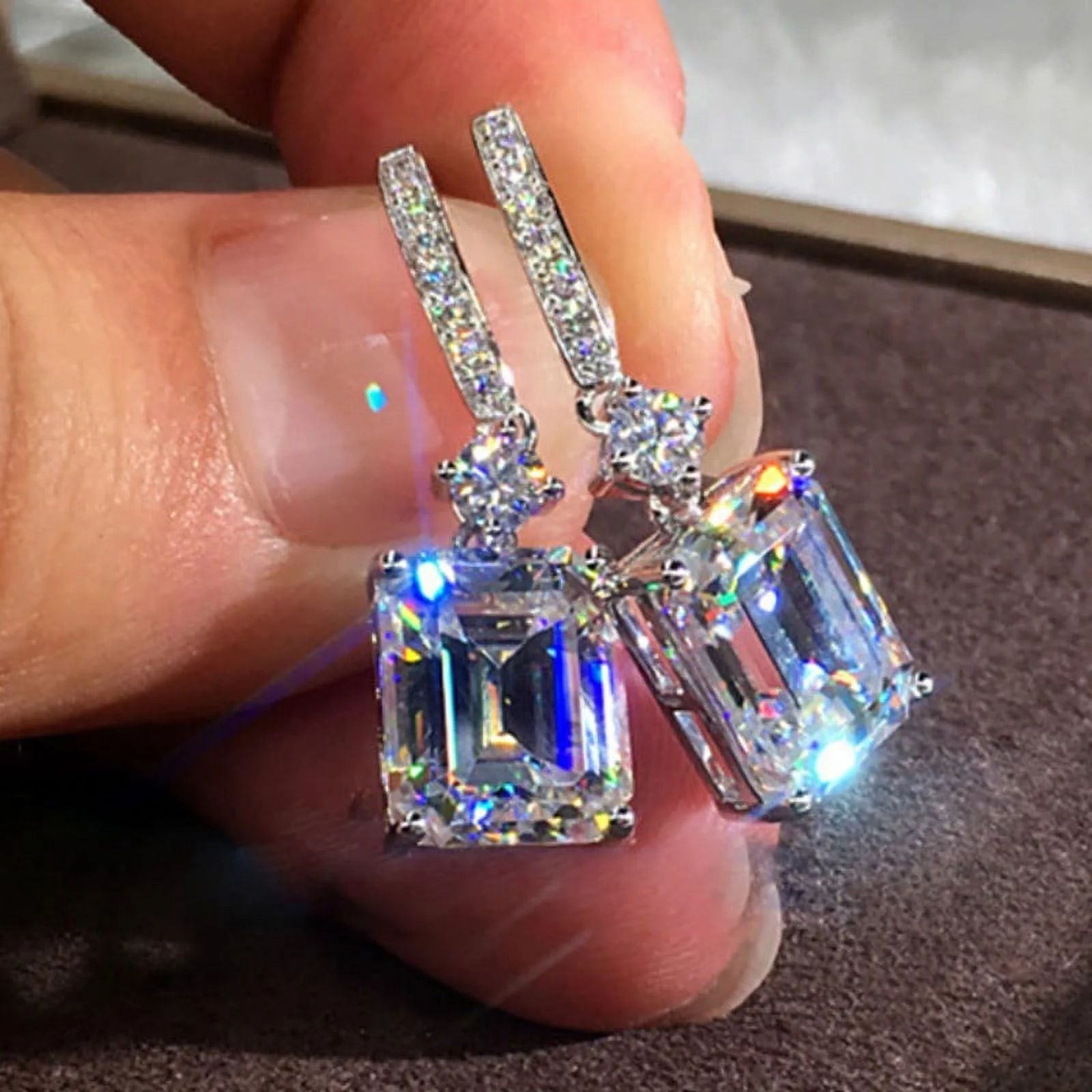Exquisite 925 Sterling Silver Diamond Crystal Drop Earrings For Women | Walmart (US)