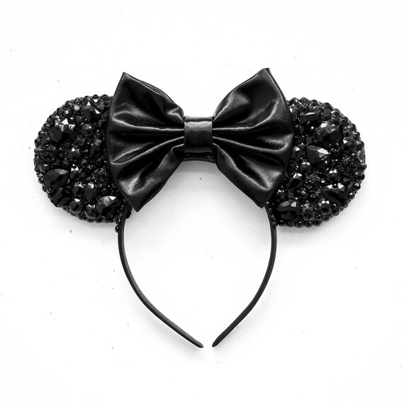 Deep Black Sparkle Ears / Disney Inspired Mickey Minnie Mouse Ears / Headband / Black Ears / Spar... | Etsy (US)