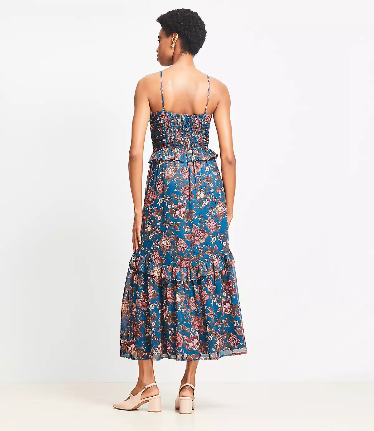 Floral Smocked Strappy Maxi Dress | LOFT