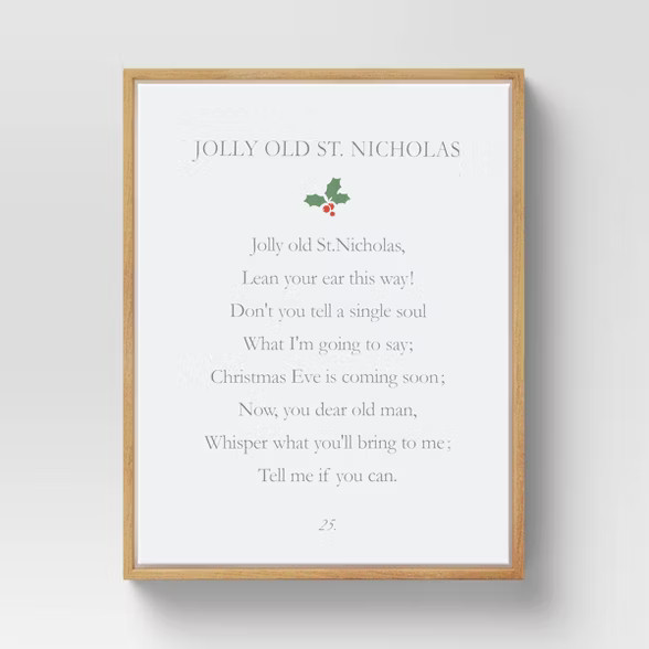 11" x 14" Jolly Old St. Nick Framed Wall Canvas Natural White - Threshold™ | Target
