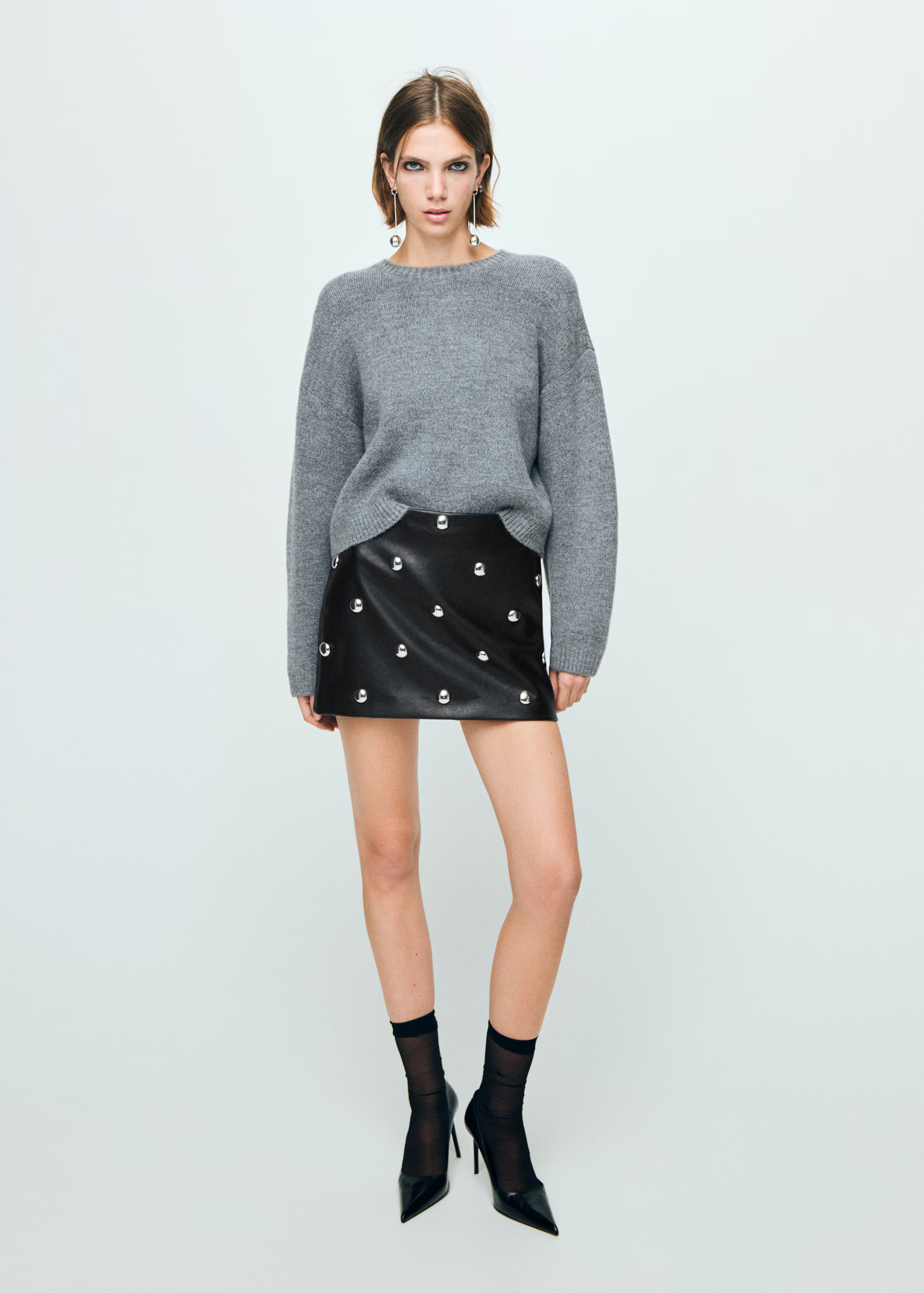 Studded faux-leather skirt | Mango (US/MX/AU)