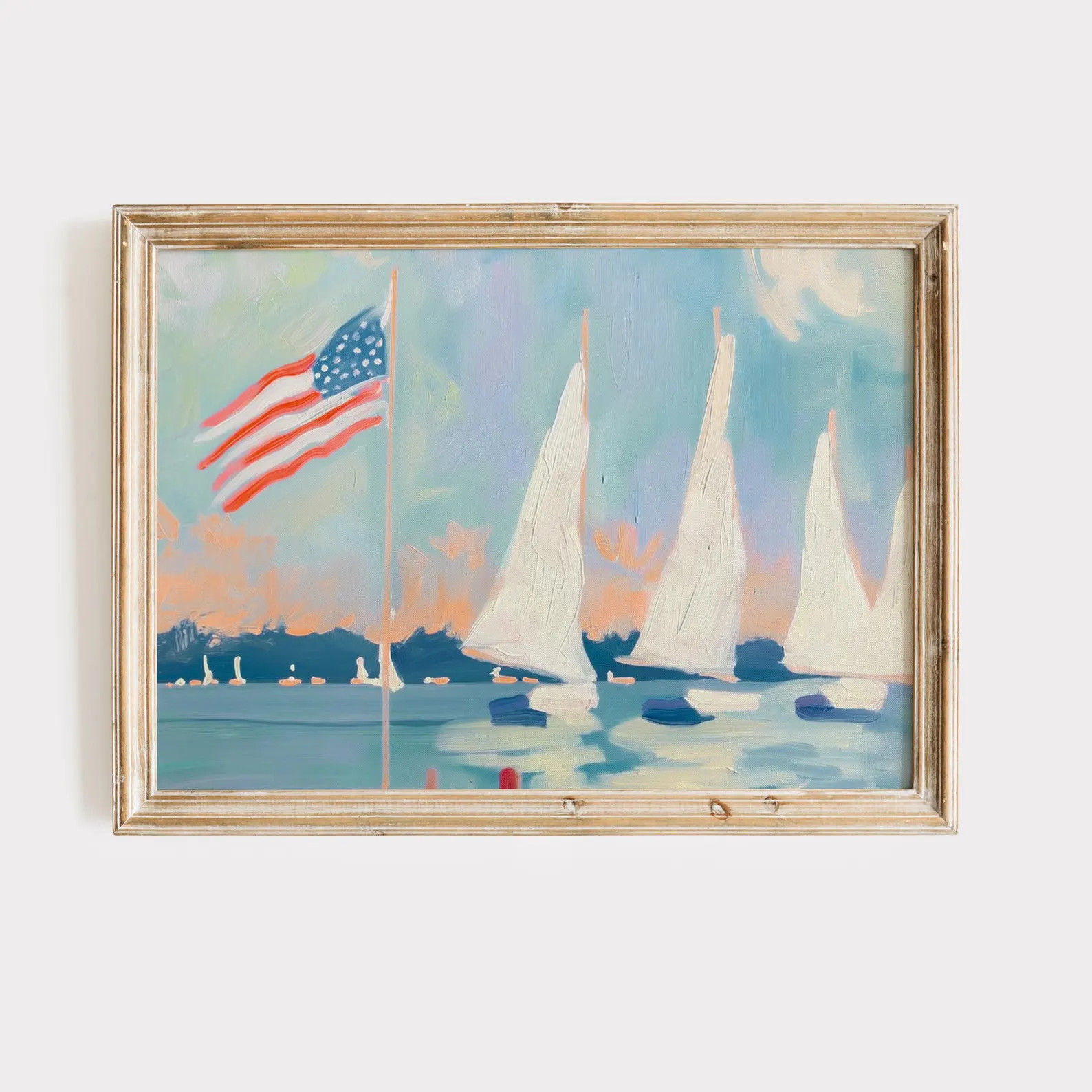 4th of July Coastal Wall Art Printable | Nautical American Flag Decor for Beach House, Lake House... | Etsy (US)