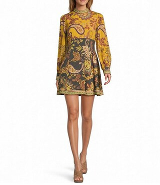 Antonio Melani Ellery Paisley Mock Neck Long Sleeve Dress | Dillard's | Dillard's