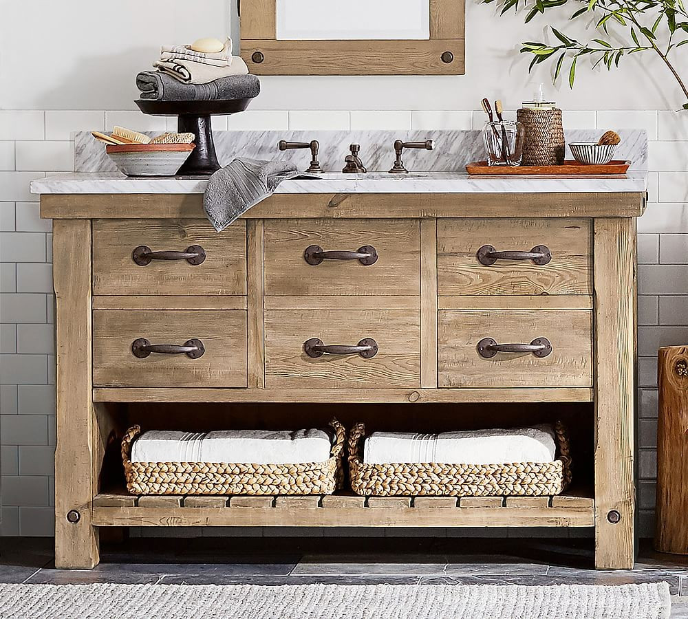 Seadrift Benchwright Single Sink Wide Vanity, 56.5 | Pottery Barn (US)