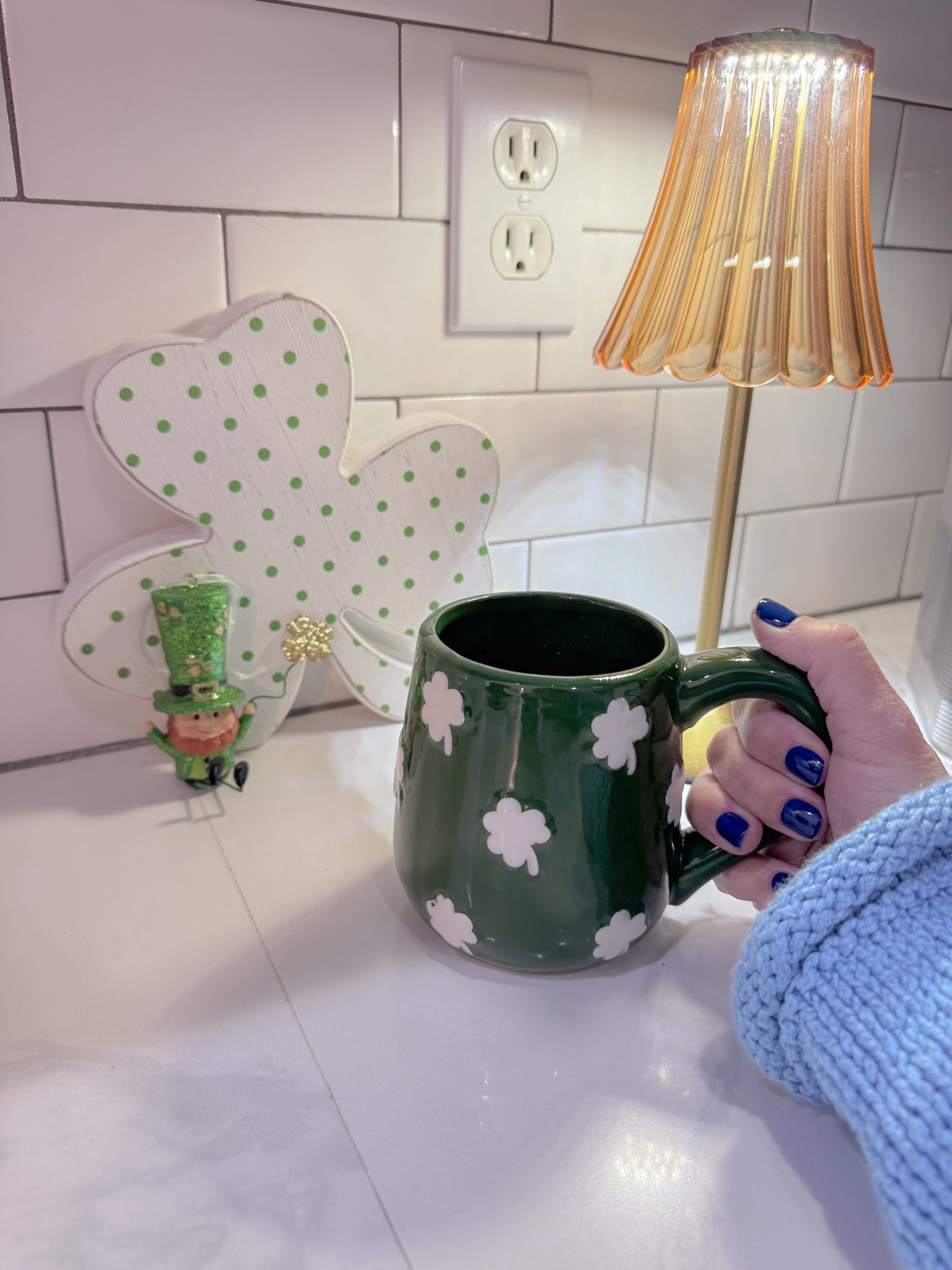 Cute little St Patrick’s Day countertop corner. Linked some St Patrick’s day mugs I’ve found. ☘️

#LTKHome #LTKSeasonal
