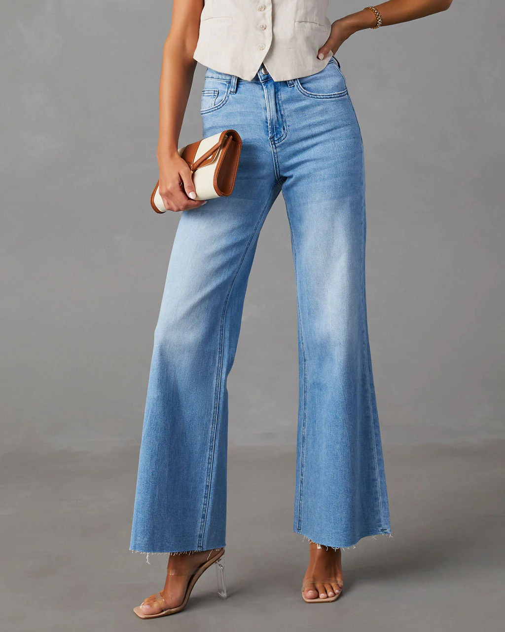 Aleesia Stretch Mid Rise Wide Leg Jeans | VICI