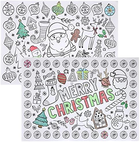 Iconikal Color-Your-Own 2-Sided Reversible Disposable Paper Place Mats, Christmas, 14 x 10-Inches... | Amazon (US)