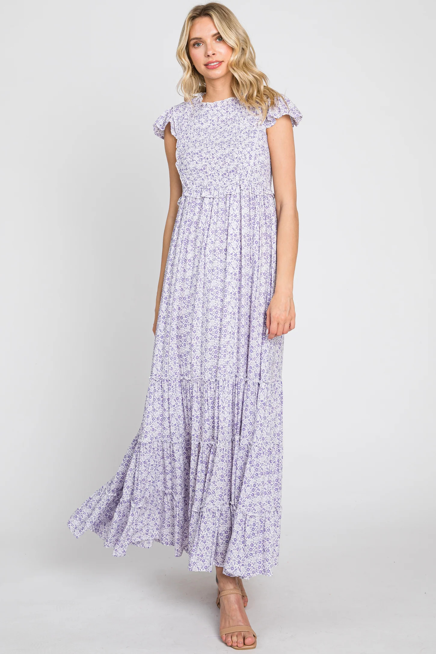 Lavender Floral Tiered Maxi Dress | PinkBlush Maternity