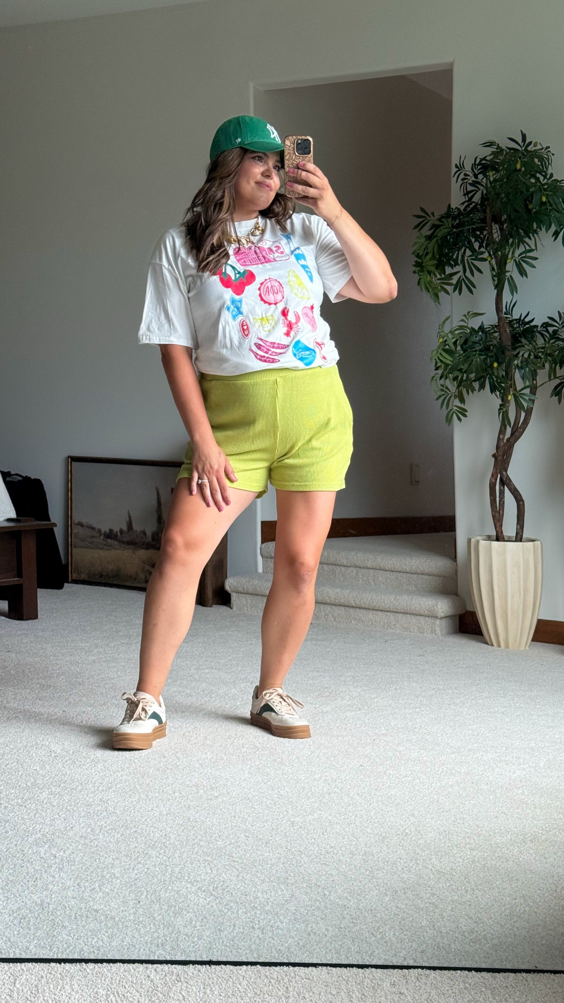 Midsize mom casual outfit - shorts are part of a set size xl and this graphic tee is in large, size up for oversized 

#LTKStyleTip #LTKBump #LTKMidsize
