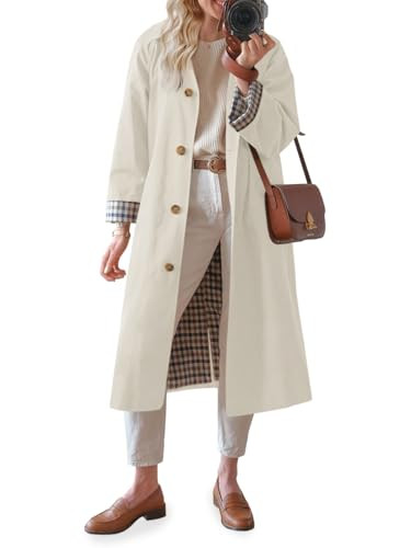 Tankaneo Womens Long Oversized Single Breasted Windproof Trench Coat | Amazon (US)