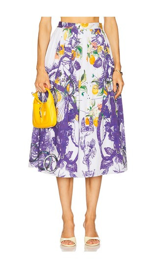 x REVOLVE Gathered Skirt in Blue Tropical | Revolve Clothing (Global)