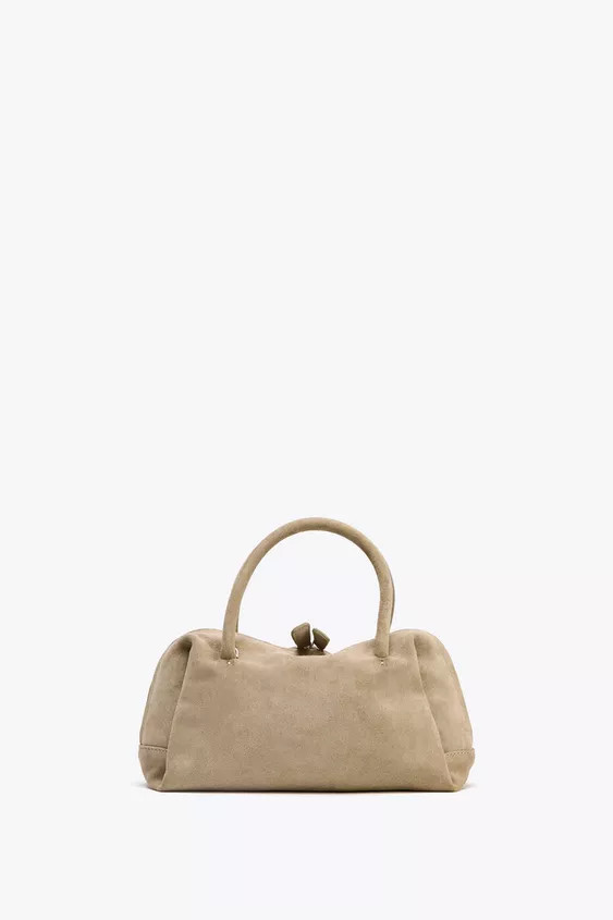 SPLIT SUEDE BOWLING BAG | Zara UK