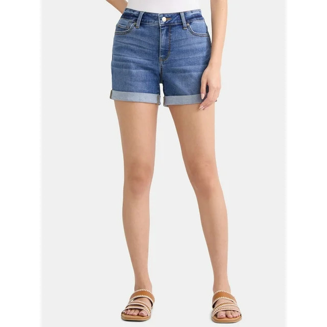 Time and Tru Women's Mid-Rise Denim Short, 4" Inseam, Size 2-20 | Walmart (US)