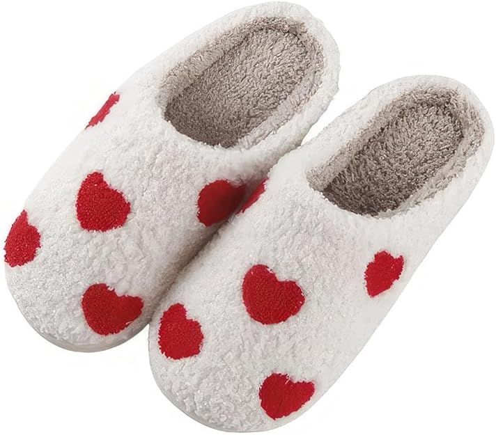 Haiding Valentine's Day Slippers Fuzzy Love Heart Slippers for Womens Mens Winter Plush Warm Cozy... | Amazon (US)