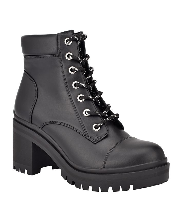 Nine West Women's Quenton Lace-Up Lug Sole Heeled Combat Booties & Reviews - Booties - Shoes - Ma... | Macys (US)