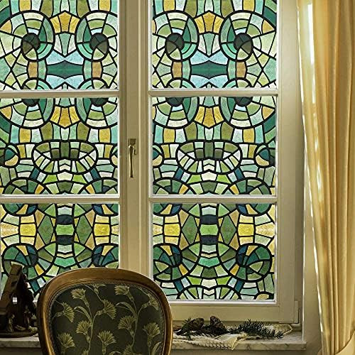 funlife Privacy Stained Glass Window Film, Single Sided Static Cling Glass Covers Suitable for En... | Amazon (US)