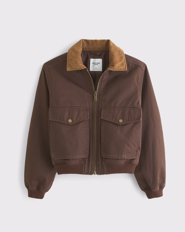 Women's Short Waxed Workwear Jacket | Women's Coats & Jackets | Abercrombie.com | Abercrombie & Fitch (US)